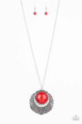 Paparazzi Necklace ~ Medallion Meadow - Red